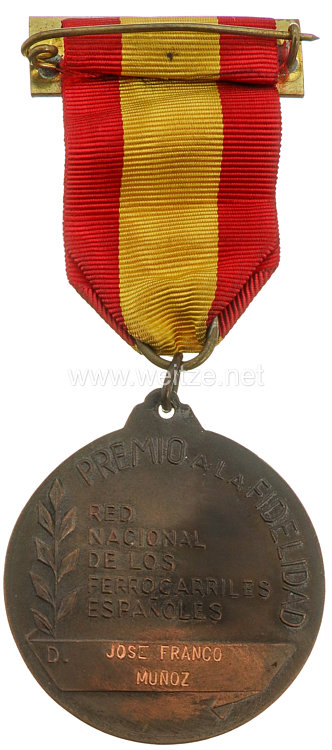 Spanien während der Franco-Diktatur: Verdienstmedaille der Spanischen Eisenbahngesellschaft Bild 2