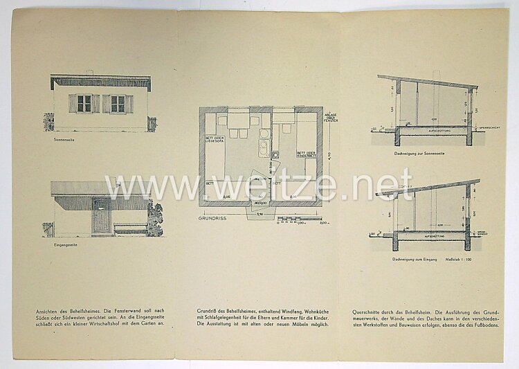 Deutsches Wohnungs-Hilfswerk ( DWH ) - Ansichtsplan für ein Behelfsheim Bild 2