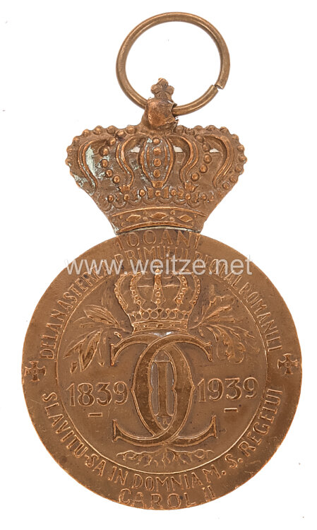 Königreich Rumänien - Centenarmedaille König Carol, 1939 Bild 2