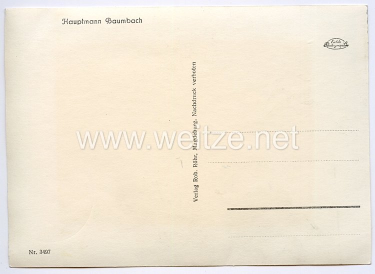 Luftwaffe - Originalunterschrift von Ritterkreuzträger Hauptmann Werner Baumbach Bild 2